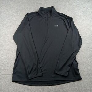 Under Armour Pullover Mens XL Black 1/4 Zip Long Sleeve Athletic Top 1328495